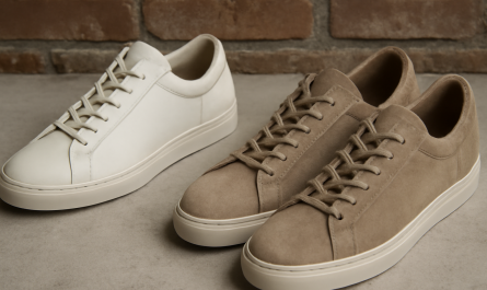 deux paires de sneakers comparées cuir et nubuck