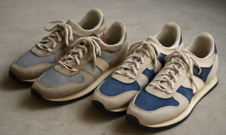 sneakers rétro et running posées côte à côte