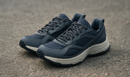 sneakers techniques posées sur sol extérieur