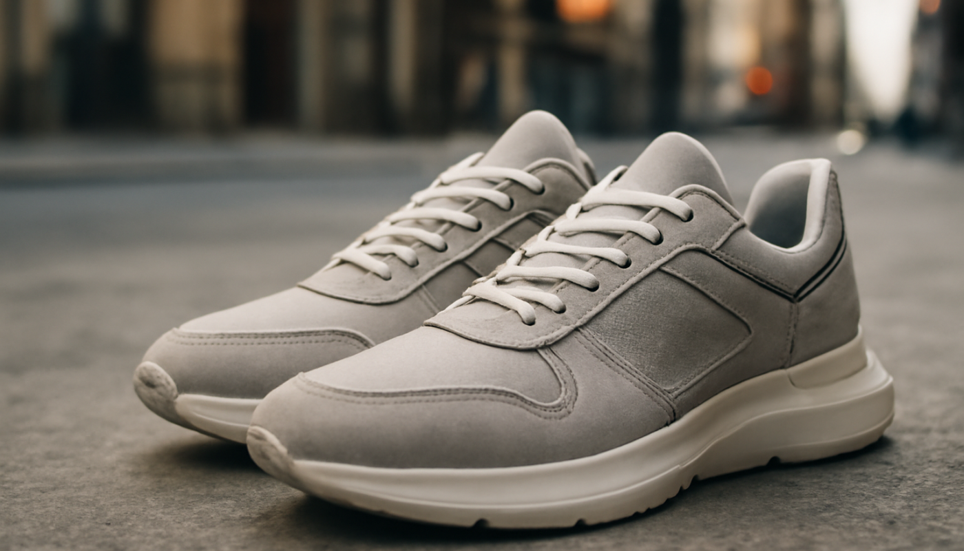 sneakers modernes posées sur sol urbain
