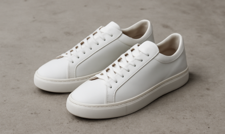 sneakers minimalistes premium posées sur sol béton