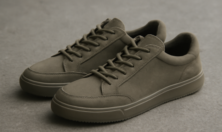 sneakers minimalistes inspirées de chaussures militaires posées au sol
