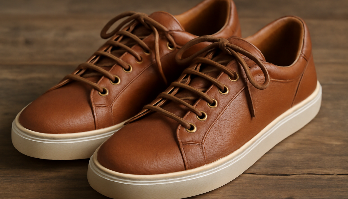 sneakers artisanales en cuir avec lacets apparents