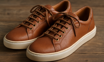 sneakers artisanales en cuir avec lacets apparents