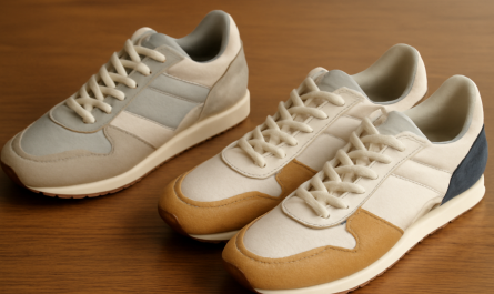 deux paires de sneakers rétro comparées sur une table