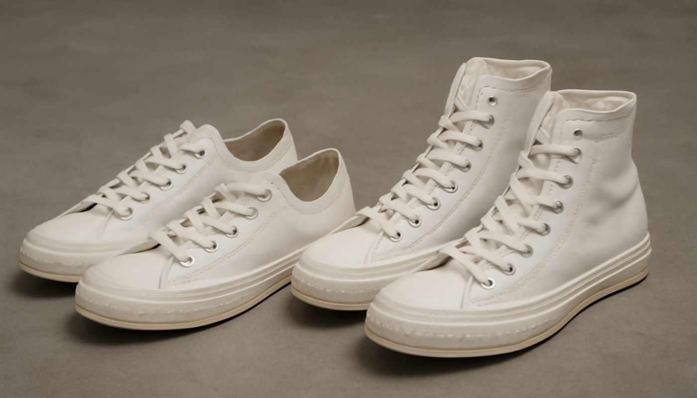 deux paires sneakers basses et montantes côte à côte