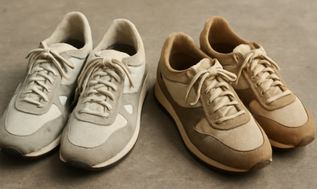 deux paires de sneakers rétro posées côte à côte