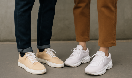 deux styles de sneakers portés par differents looks