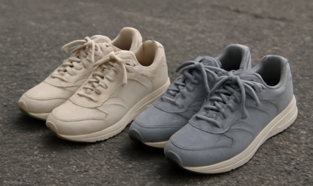 deux paires de sneakers comparées sur sol urbain