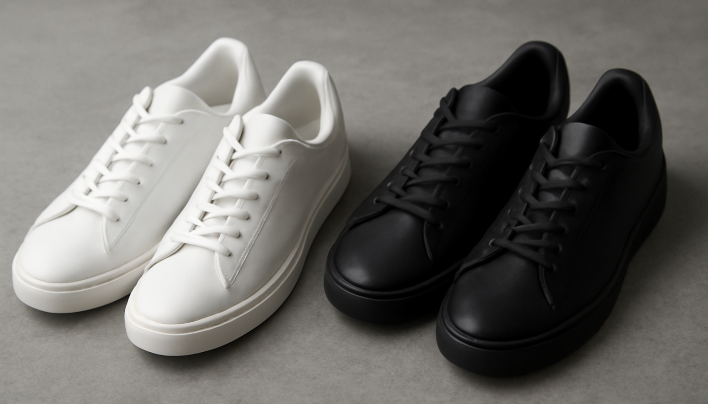 deux paires de sneakers contrastées cote a cote