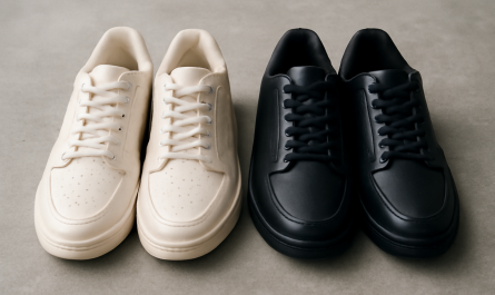 deux paires de baskets contrastées côte à côte