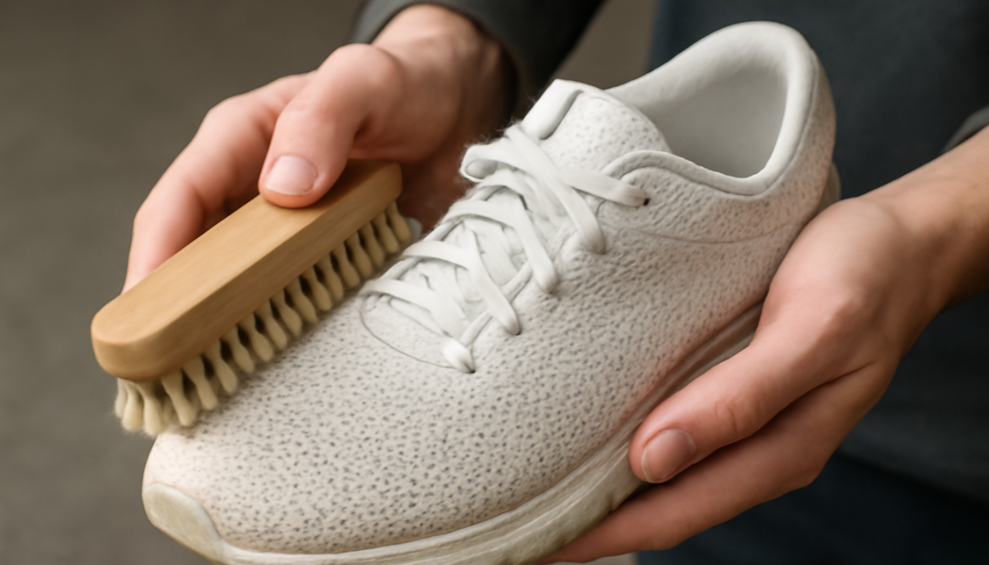 nettoyage de sneakers mesh avec brosse douce