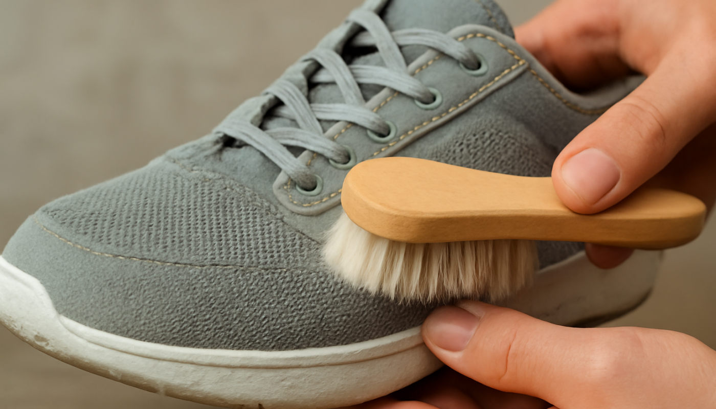 nettoyage de sneakers mesh avec brosse douce