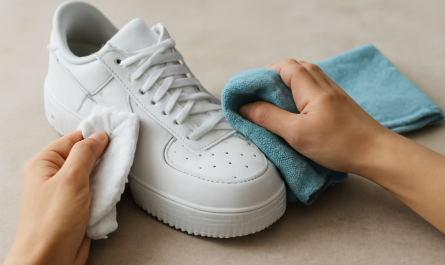 nettoyage de sneakers avec tissu et chiffon microfibre