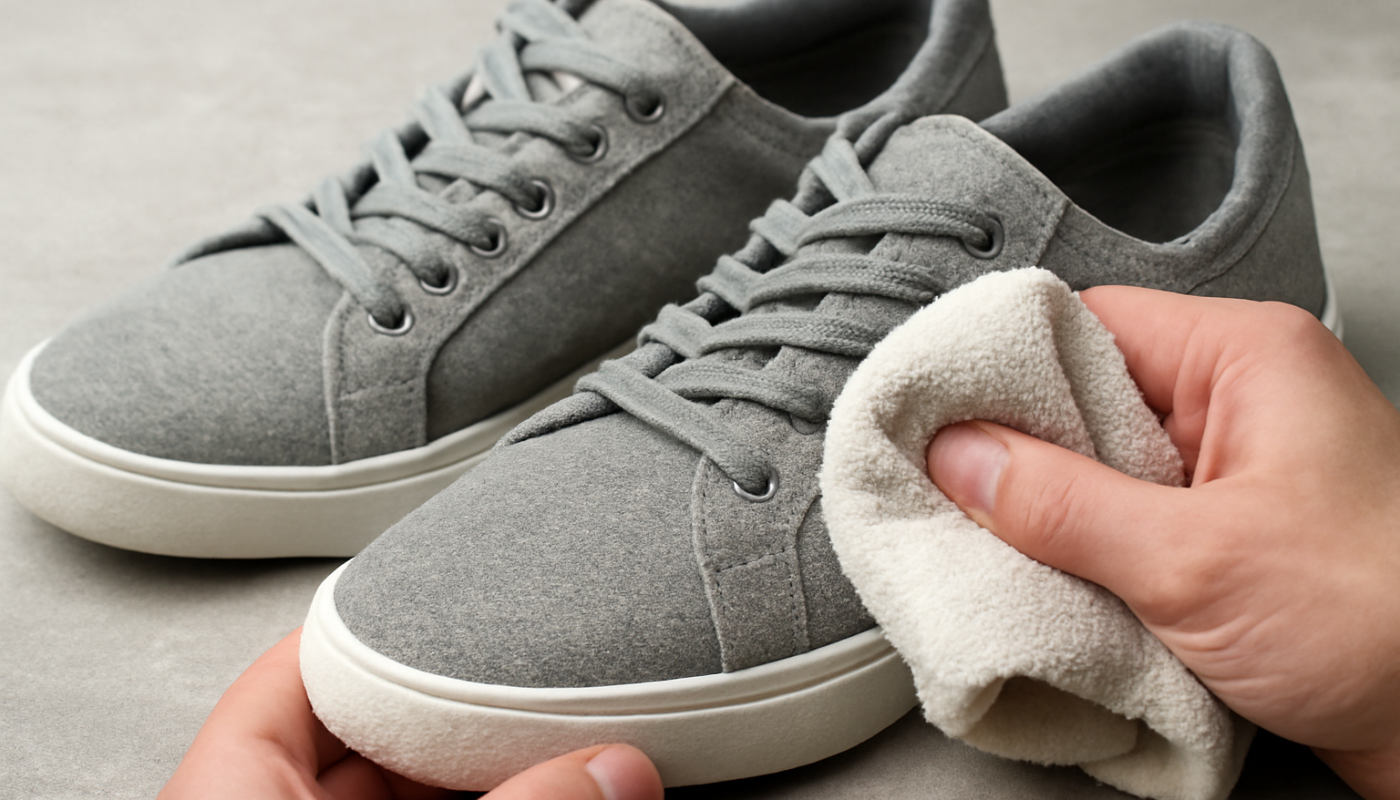 nettoyage de sneakers en tissu avec chiffon doux
