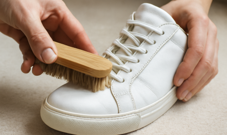 nettoyage de sneakers cuir avec brosse douce