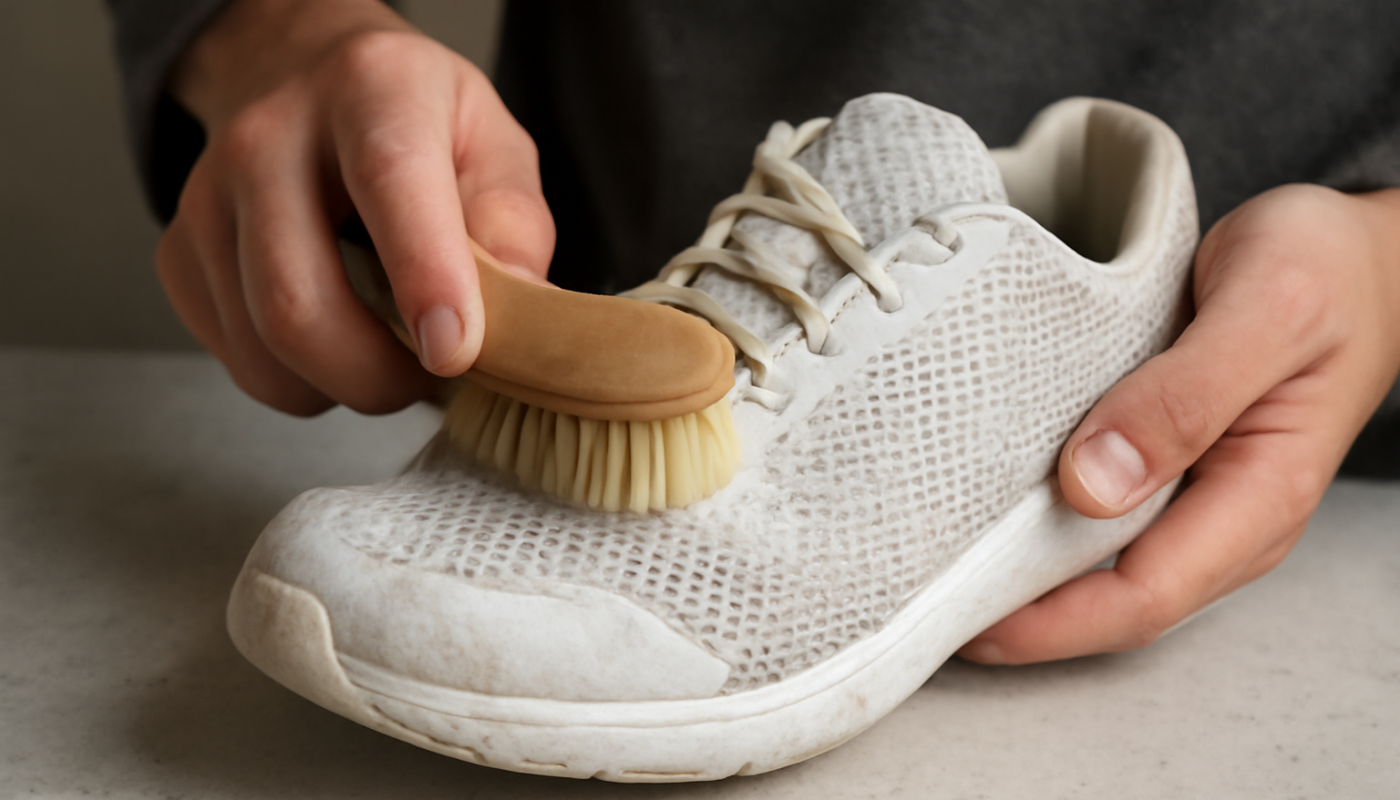 nettoyage de sneakers mesh avec brosse souple