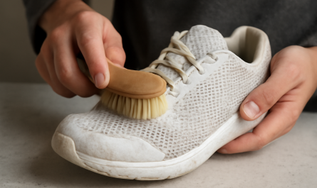 nettoyage de sneakers mesh avec brosse souple