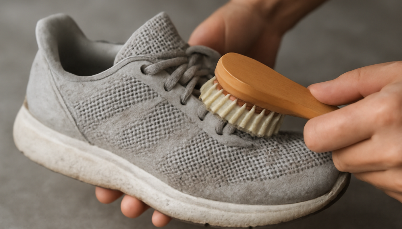nettoyage de sneakers mesh avec brosse souple