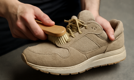 nettoyage de sneakers en daim et mesh avec brosse douce