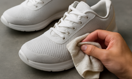 nettoyage de sneakers mesh avec chiffon doux
