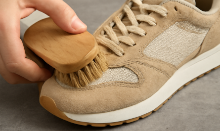 nettoyage de sneakers en daim et mesh avec brosse douce