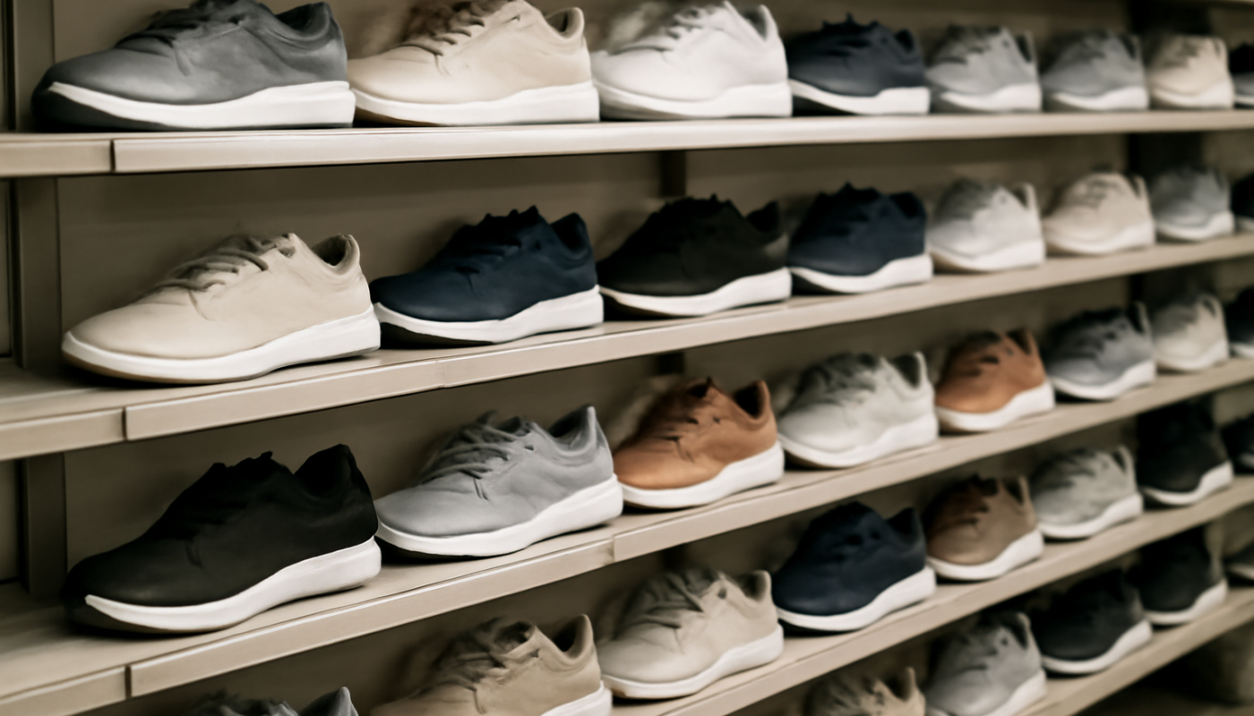 rayon de baskets variées en magasin
