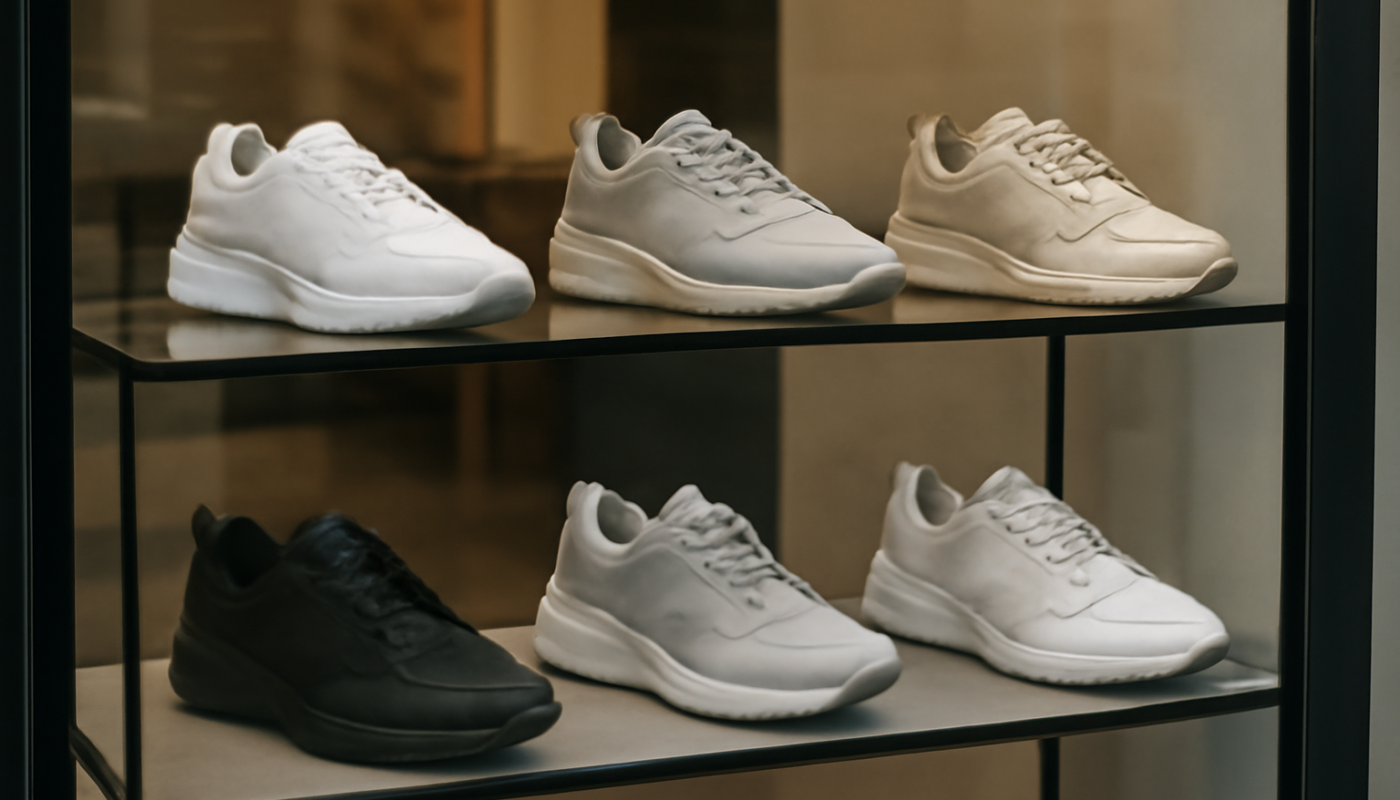 vitrine avec sneakers au design moderne