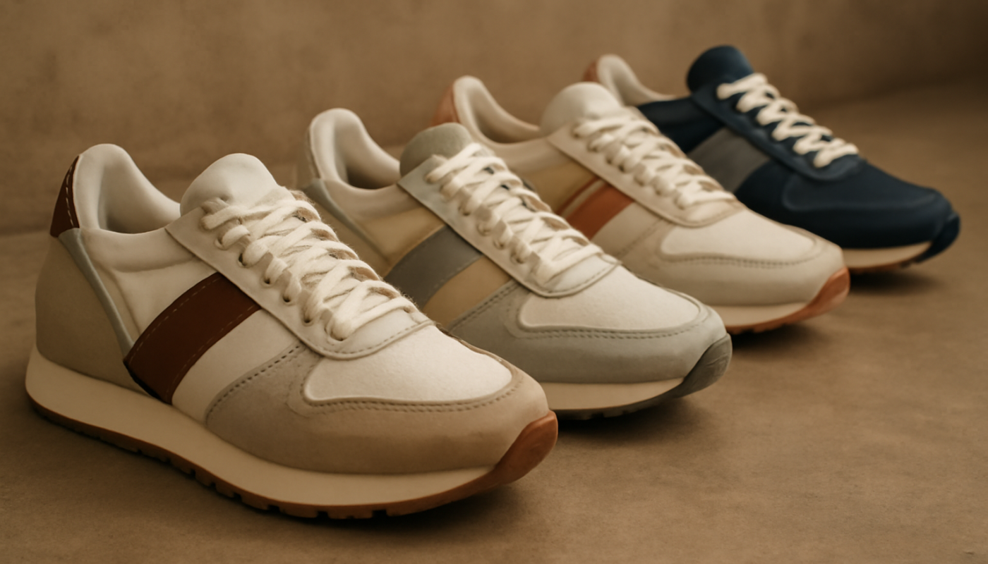 rangée de sneakers au style rétro moderne