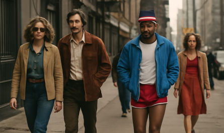 rue urbaine avec personnes portant styles rétro et running