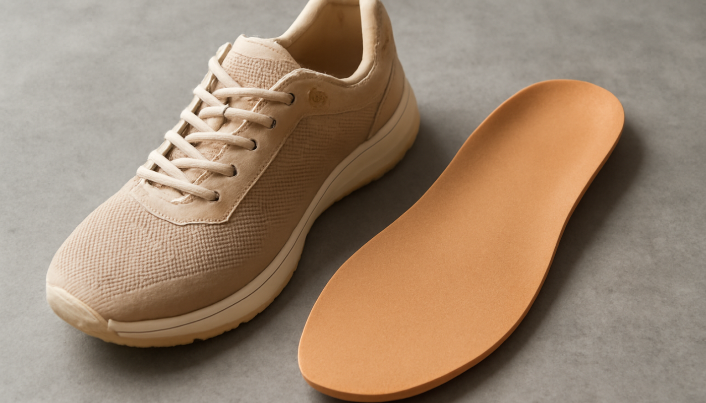 semelle orthopédique posée près d'une sneaker