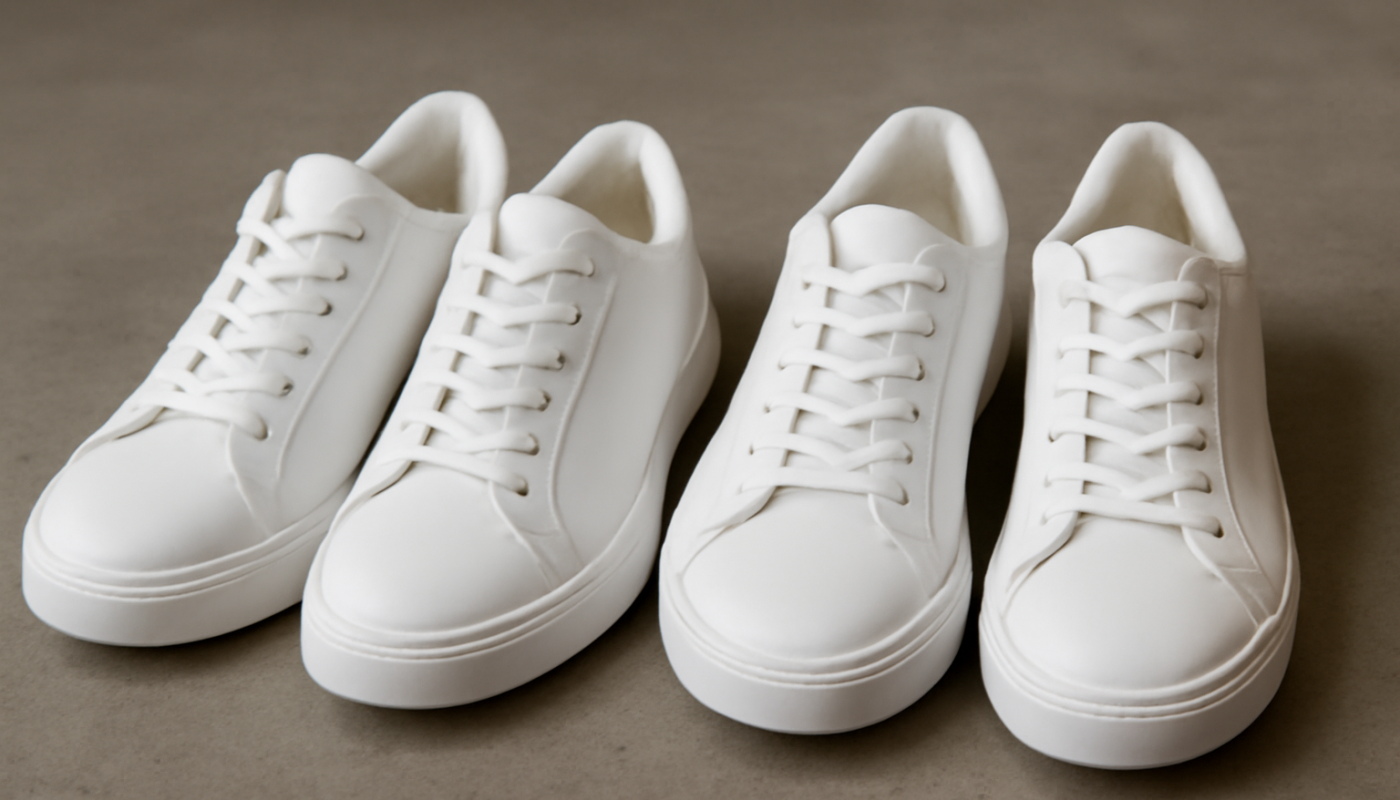 paires de sneakers blanches cote a cote