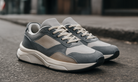 sneakers streetwear modernes posées sur sol urbain