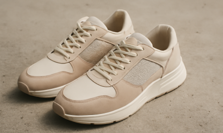 sneakers premium modernes posées sur sol béton
