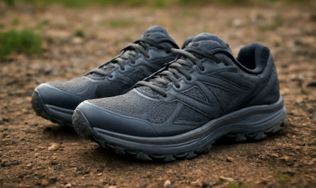 sneakers techniques posées sur terrain extérieur