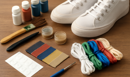 lot d'accessoires pour customiser sneakers sur table