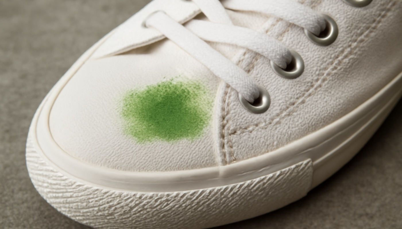 tache verte sur une sneaker en toile
