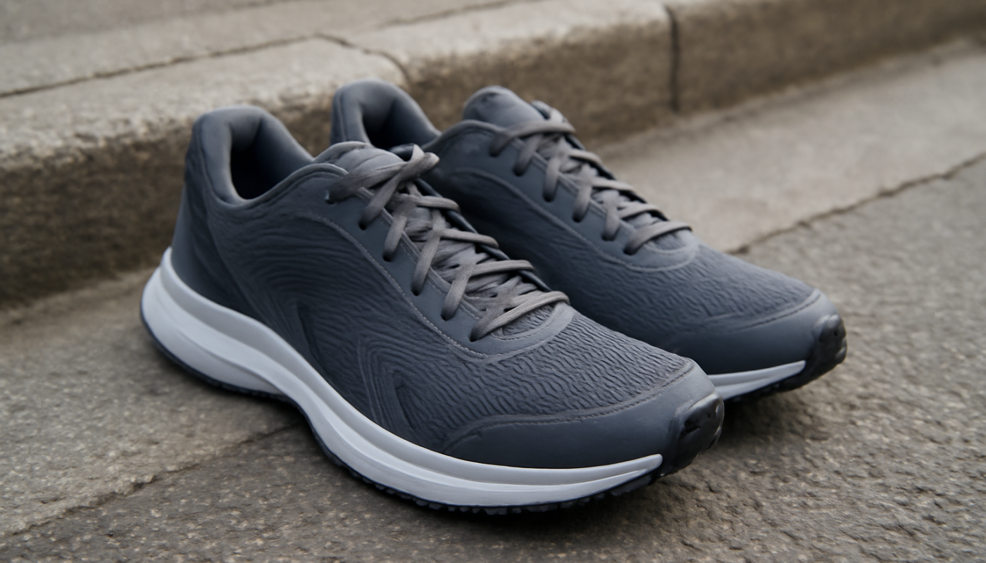 paire de running posée près d'un trottoir