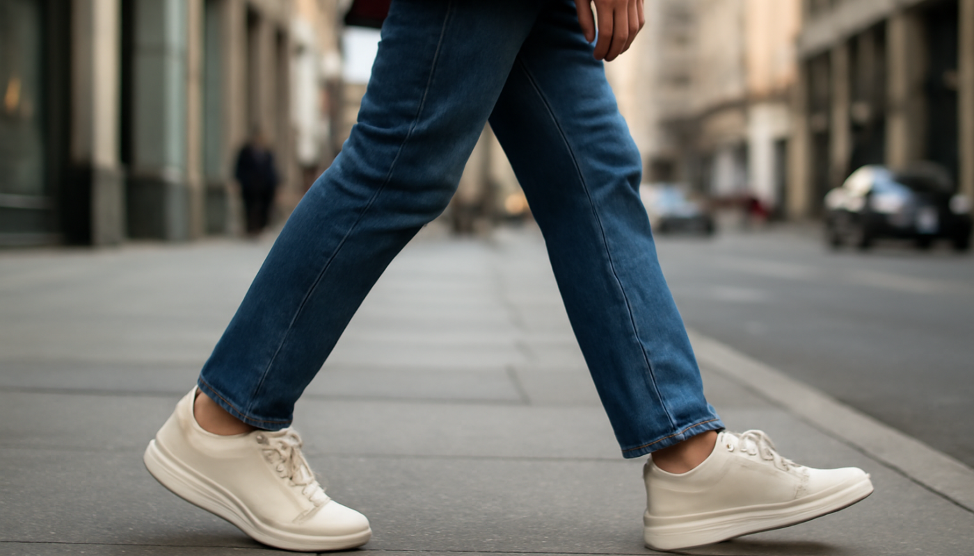 personne marchant en ville en baskets
