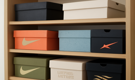 etagere montrant boîtes de sneakers en édition