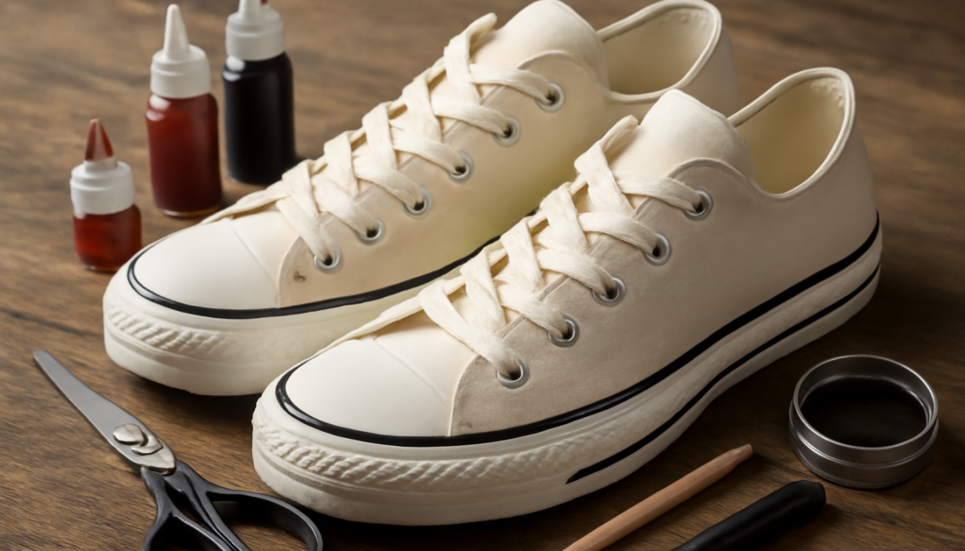 paire de sneakers en toile avec accessoires de customisation