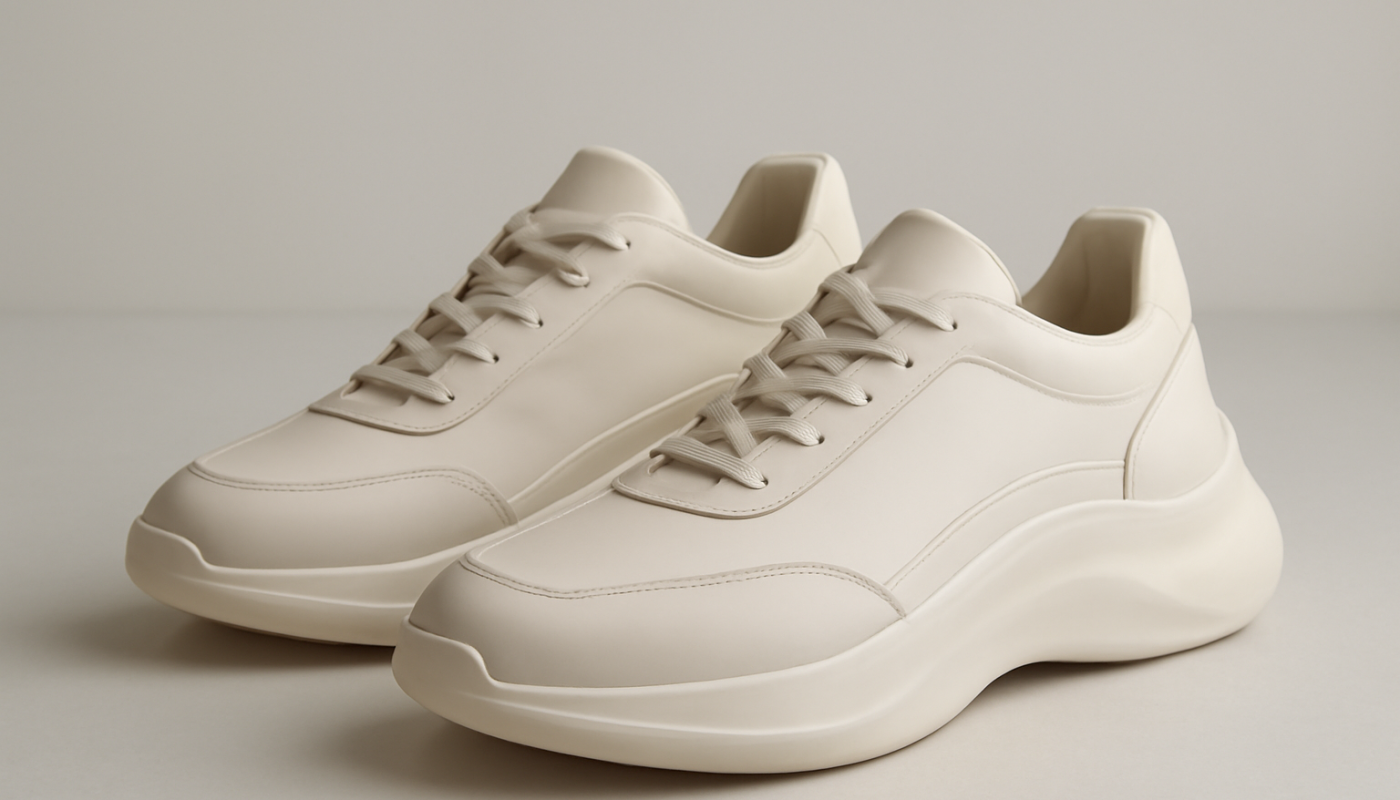 paire de sneakers au style minimaliste et sculptural