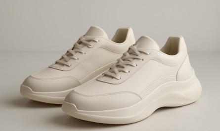paire de sneakers au style minimaliste et sculptural
