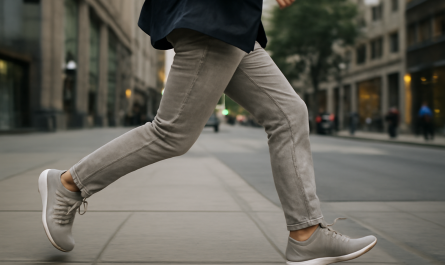 personne marchant vite en ville en baskets