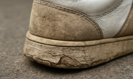 zoom talon d'une sneaker montrant usure