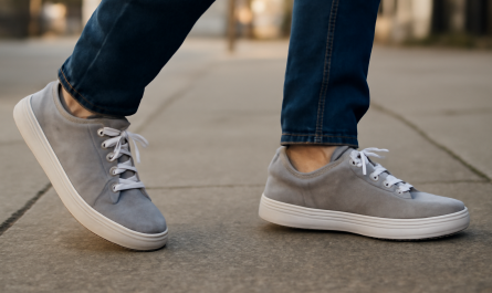 sneakers en action sur trottoir