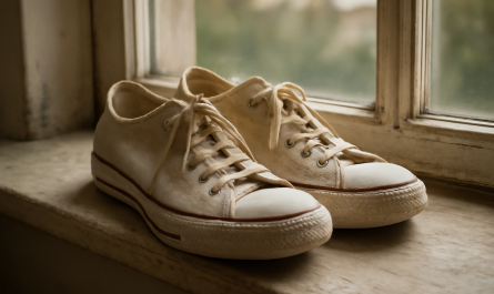 sneakers posées près d'une fenêtre à sécher