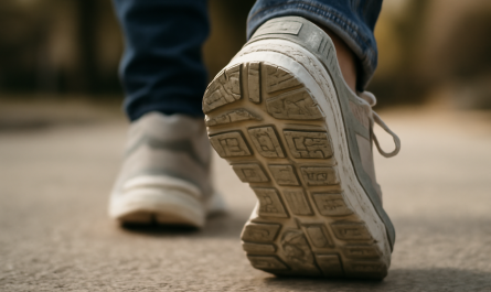 gros plan semelle sneaker en marche