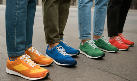 personnes portant sneakers colorées en rue